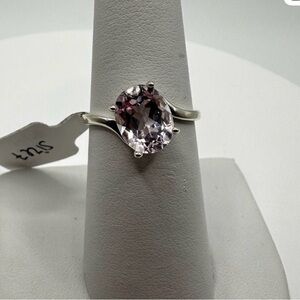 Genuine 2.1ct oval cut pale pink topaz solitaire in stamped .925 ring!!